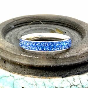 Sterling Silver Swarovski Crystal Ring Eternity Band Sz 7.5 Amore & Baci NWOT